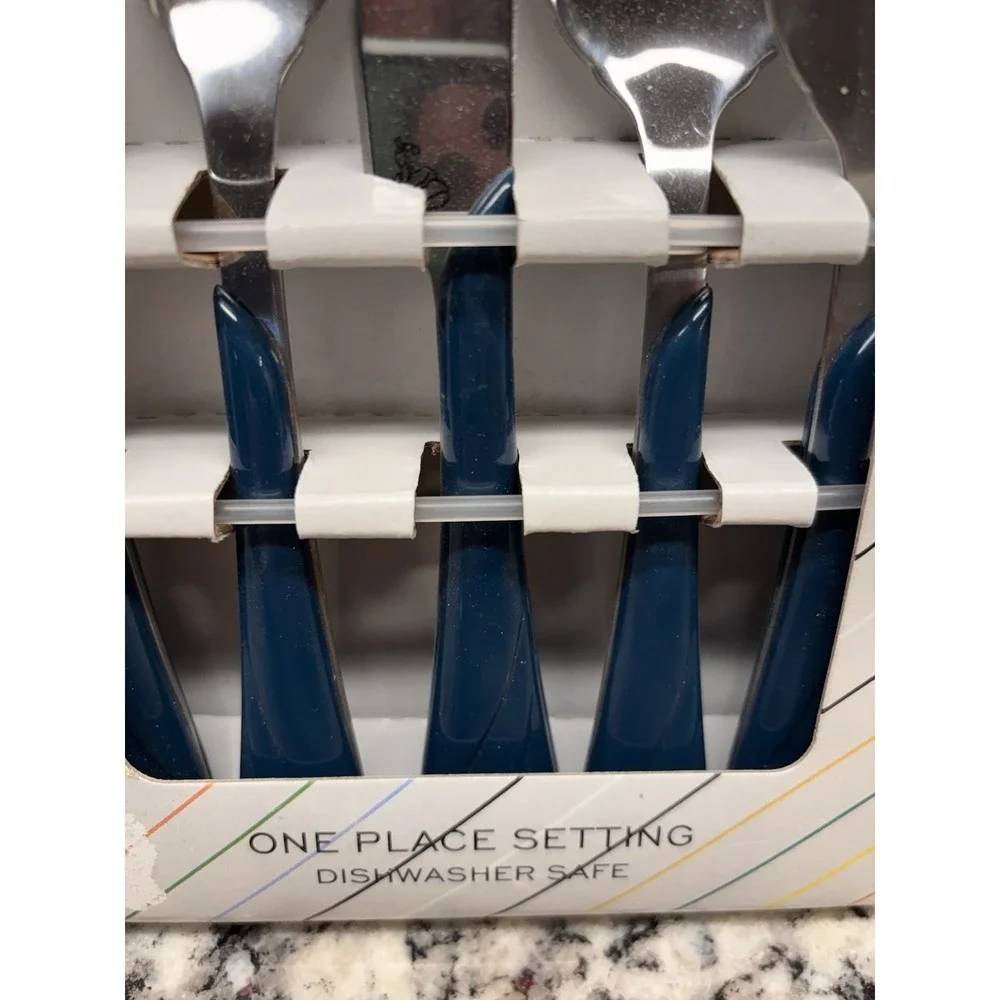 FIESTA SAPPHIRE SWIRL FLATWARE 5 Pc SET: New IN BOX 1996 Original Stock